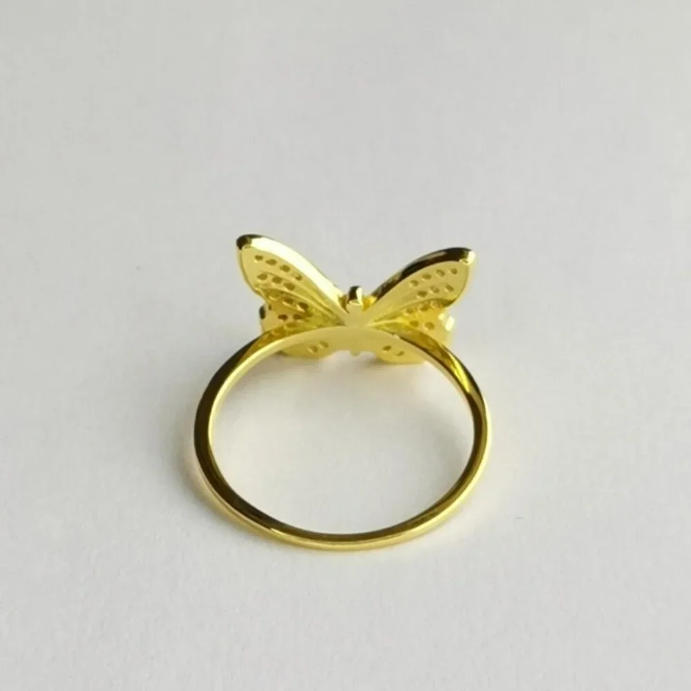14k gold CZ Butterfly  Ring  size 7